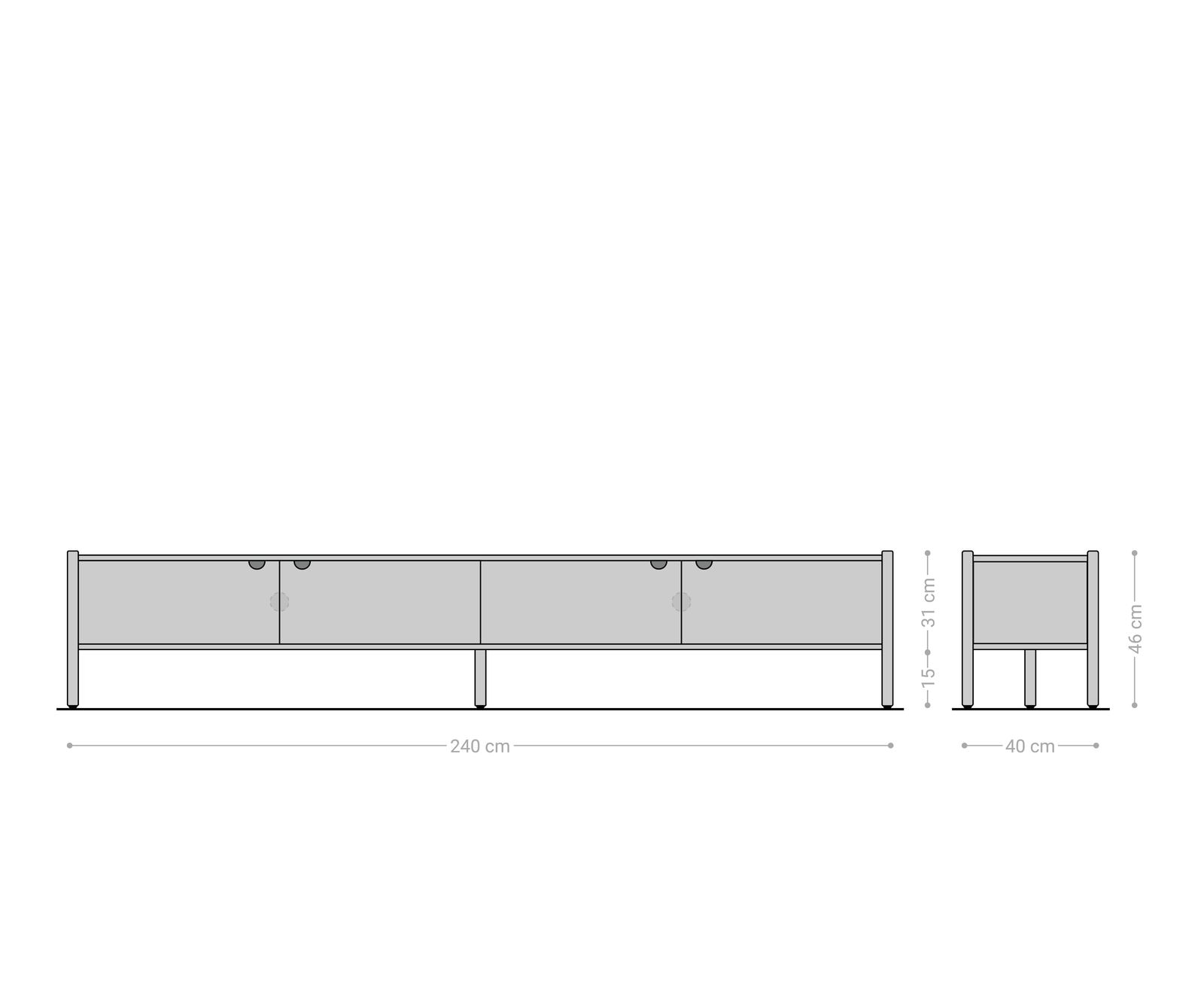 Lowboard Caius 240 cm Akazie Aura 4 Türen 6 Lowboard Caius 240 cm Akazie Aura 4 Türen 6