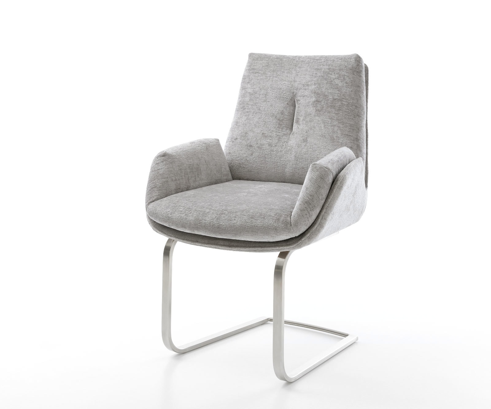 Freischwinger Clea-Flex Chenille Silbergrau Freischwinger flach Edelstahl Freischwinger Clea-Flex Chenille Silbergrau Freischwinger flach Edelstahl