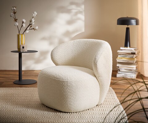 Loungesessel Pulo 80x80 cm Bouclé Weiß