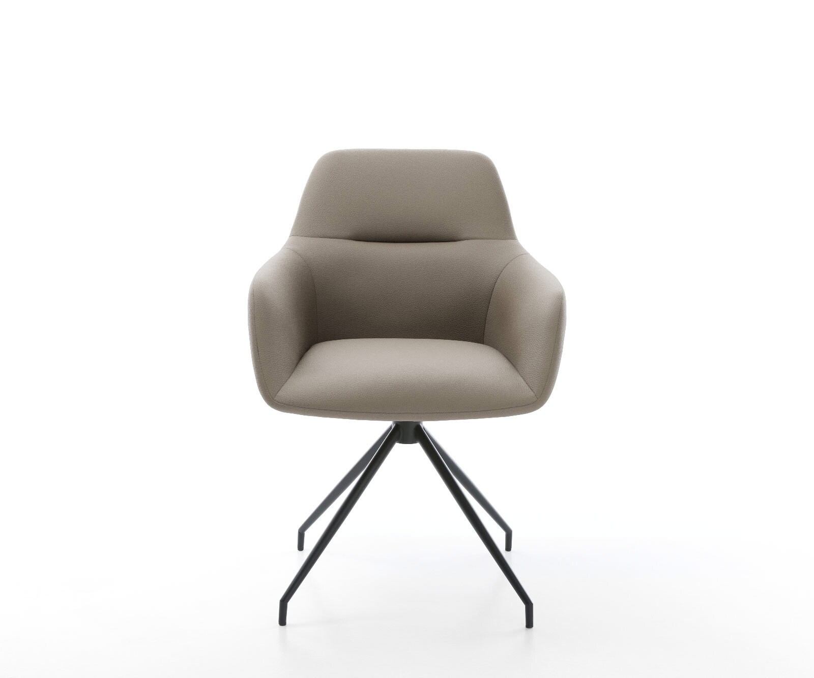 Chaise-de-salle-à-manger Pejo-Flex cuir de vache couleur boue pied croisé conique noir ressorts ensachés 1