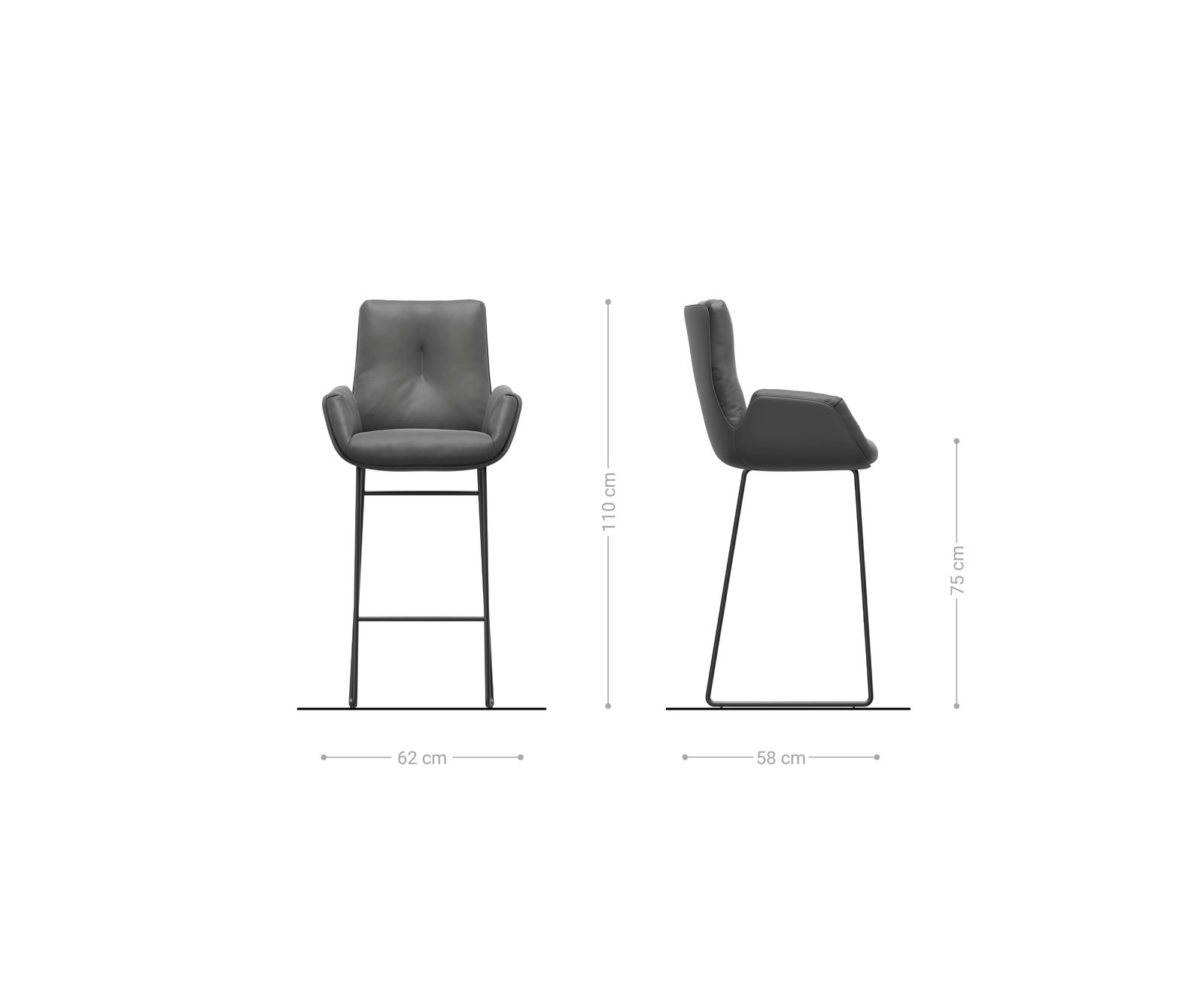 Barstuhl Clea-Flex Bouclé Soft Schlamm Kufengestell Metall Schwarz 6