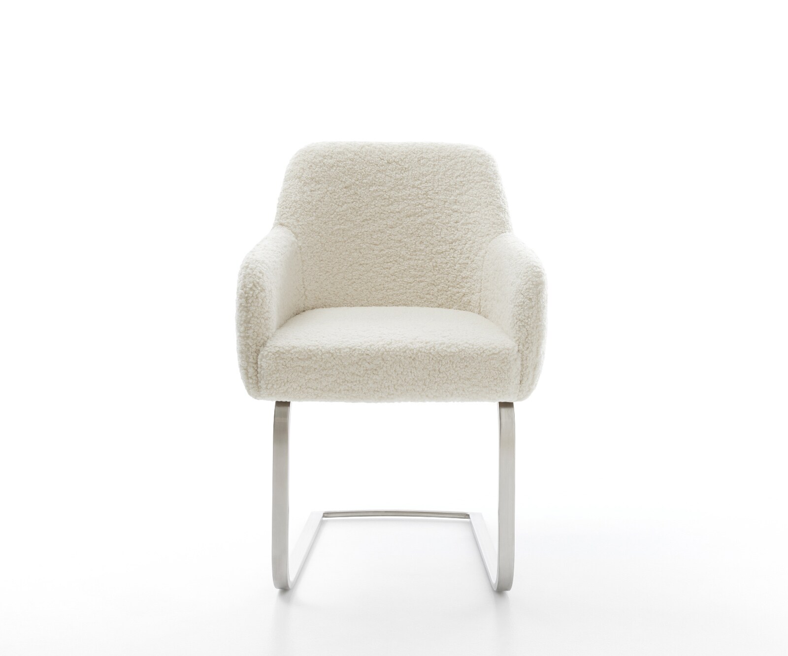 Freischwinger Greg-Flex Teddystoff Beige Freischwinger flach Edelstahl Taschenfederkern 1