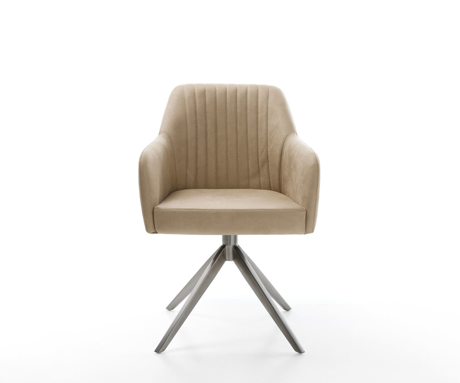 Chaise-pivotante Greg-Flex microvelours beige vintage pied croisé large grafiete pivotement sur 360° fonction bascule ressorts ensachés 1
