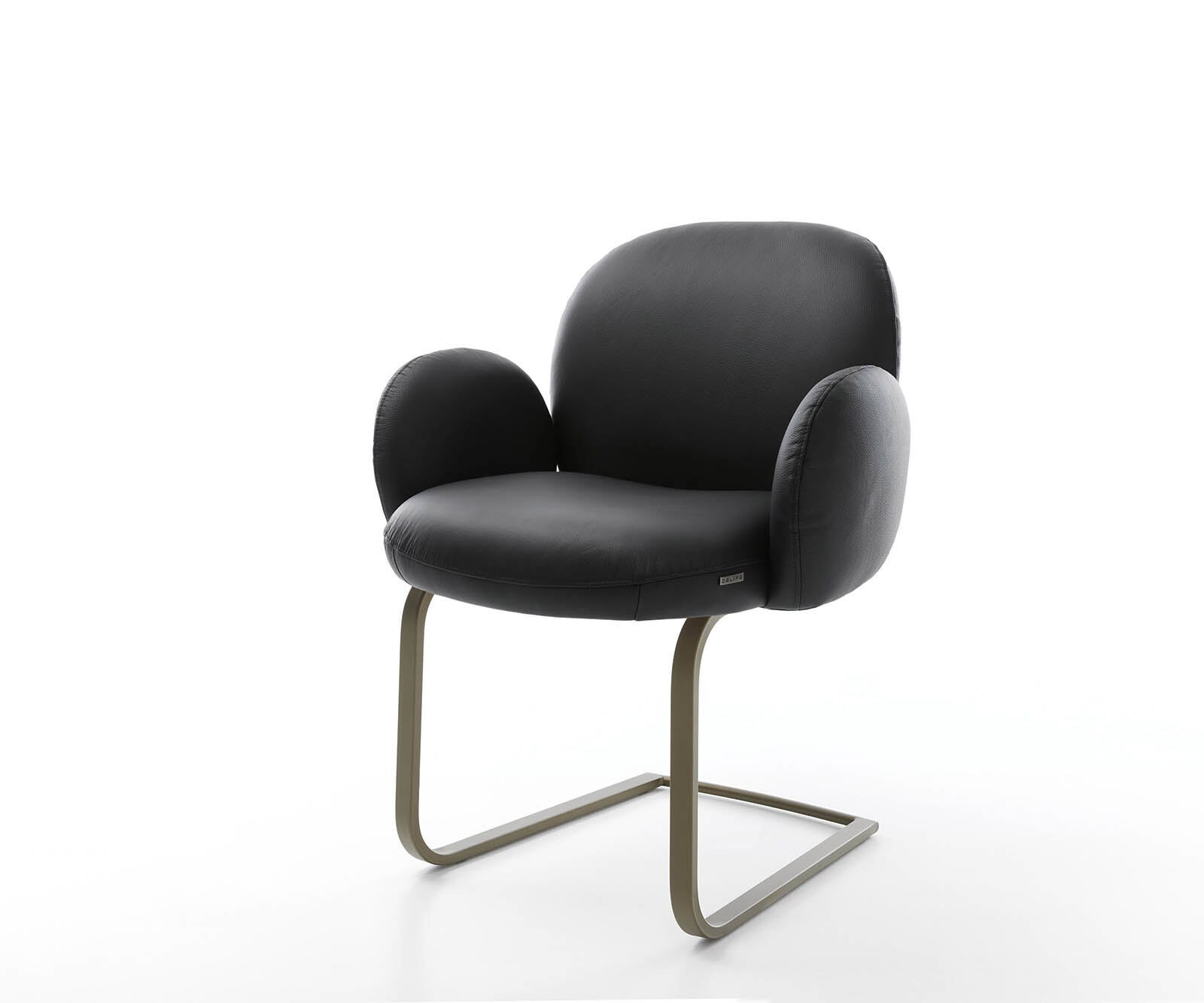Chaise-pivotante Nube-Flex avec accoudoirs bouclé blanc pied croisé large noir ressorts ensachés pivote sur 360° 3