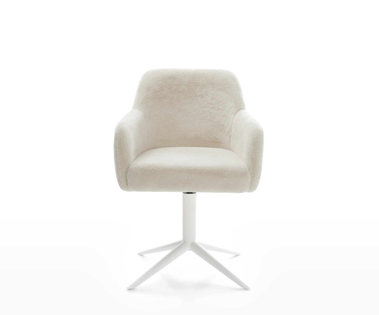Drehstuhl Greg-Flex Plüsch Creme-Weiß Fußkreuz Weiß 360° drehbar Wippfunktion Taschenfederkern 2