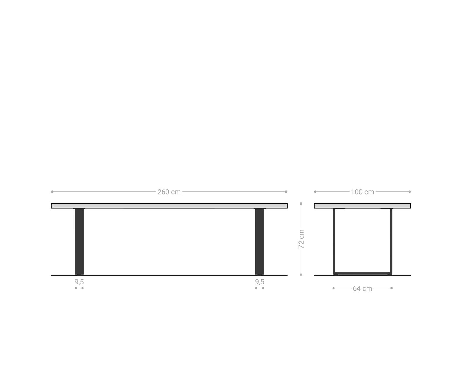 Esstisch Edge 260x100x2,5-3 Eiche Natur Edelstahl schmal Live-Edge 7