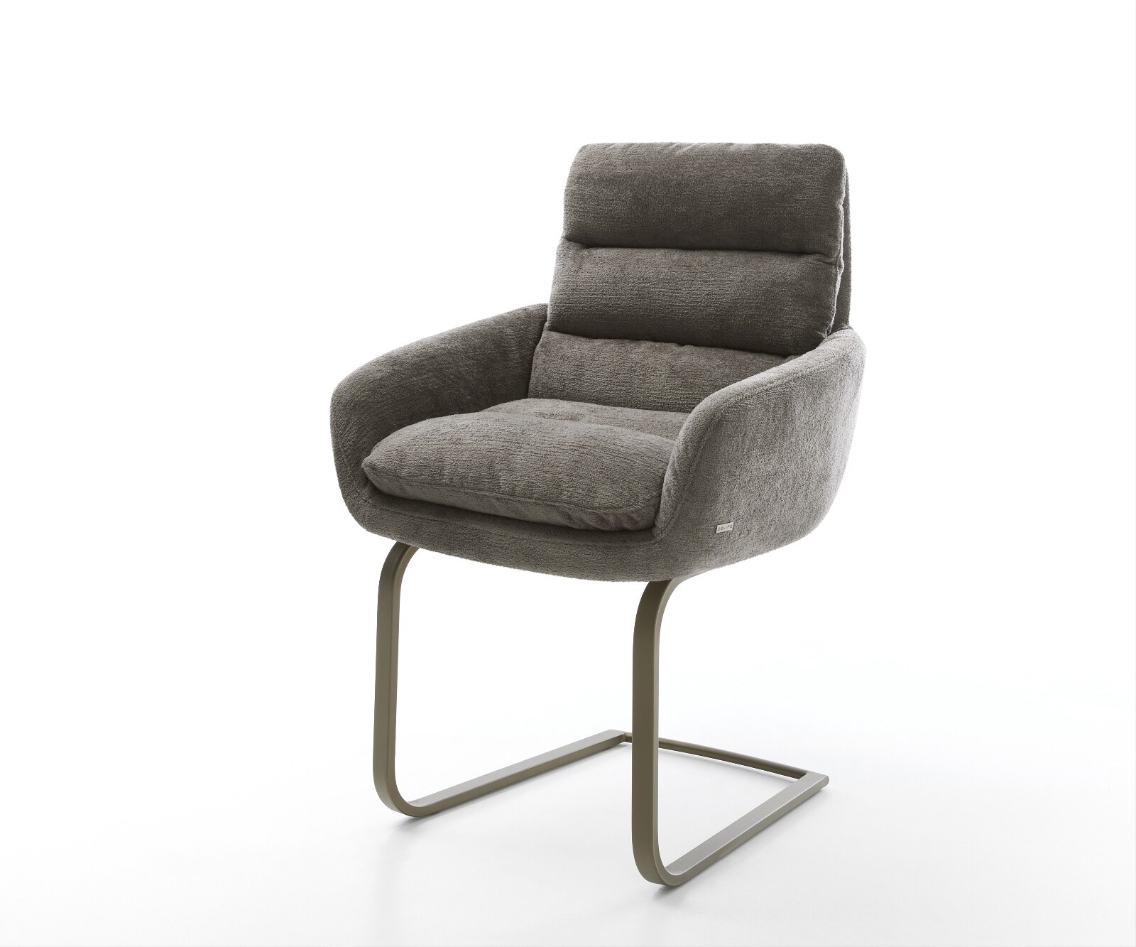 Cantilever Abelia-Flex avec accoudoirs bouclé doux couleur boue pied cantilever plat aspect titane 1