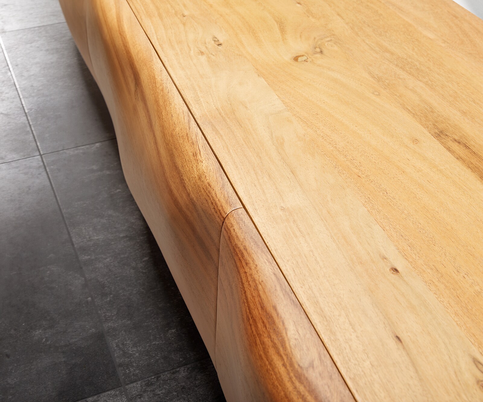 Lowboard New Live-Edge 200 cm Akazie Natur 4 Türen Kufe Metall Schwarz 6