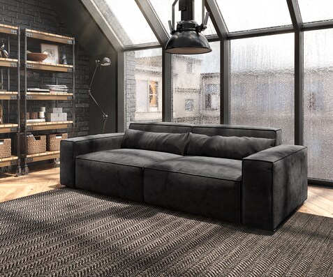 Big-Sofa Sirpio 230x95 cm Mikrofaser Schwarz