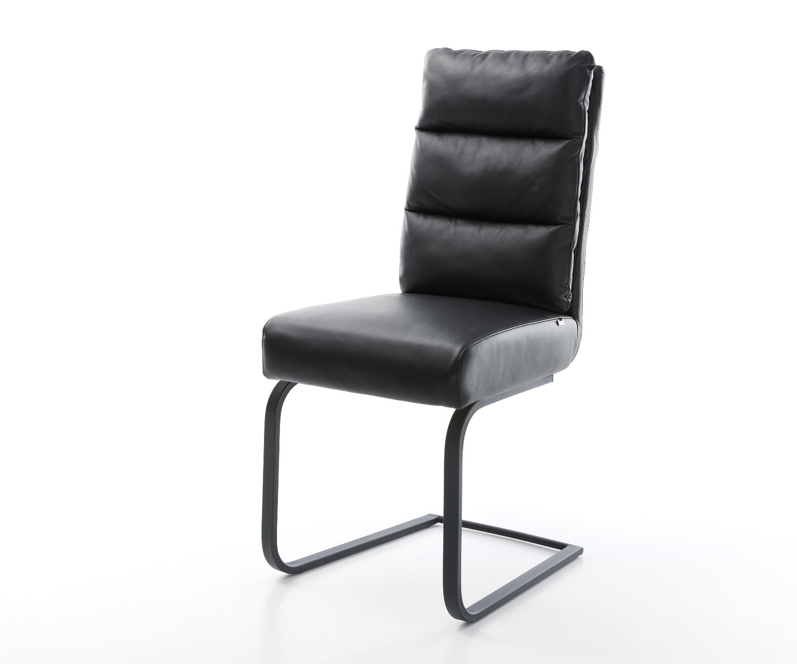 Schwingstuhl Pela-Flex Echt-Leder Schwarz Freischwinger flach Schwarz  Taschenfederkern