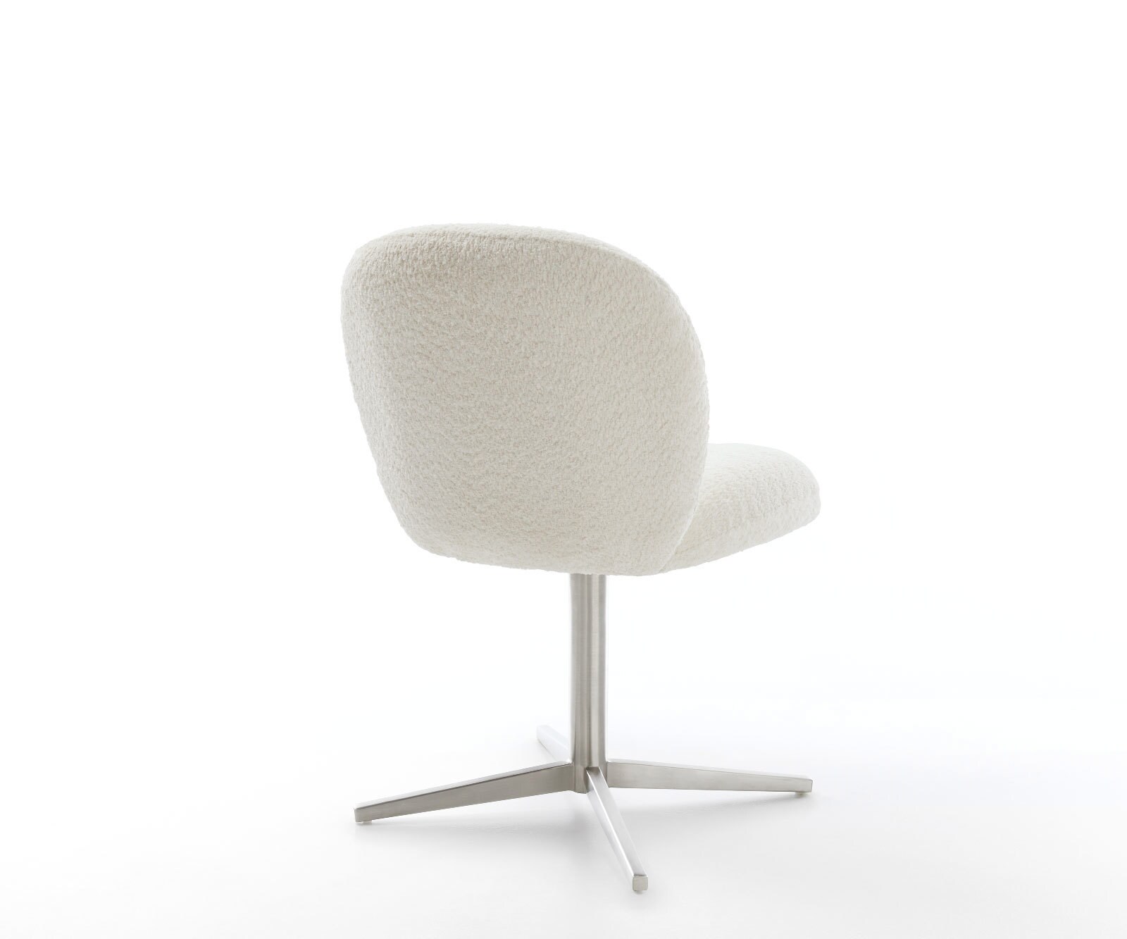 Drehstuhl Nube-Flex Bouclé Weiß Fußkreuz Edelstahl 360° drehbar Taschenfederkern 4