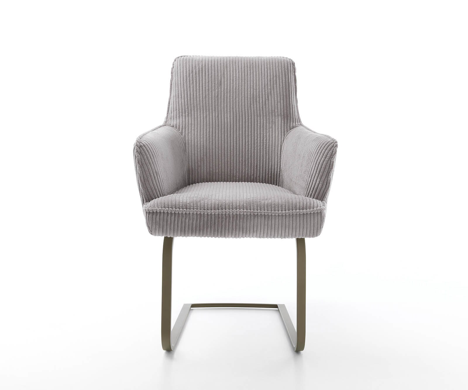 Freischwinger Heira-Flex mit Armlehnen Cord Silbergrau Freischwinger flach Effektfinish Titan Taschenfederkern 2