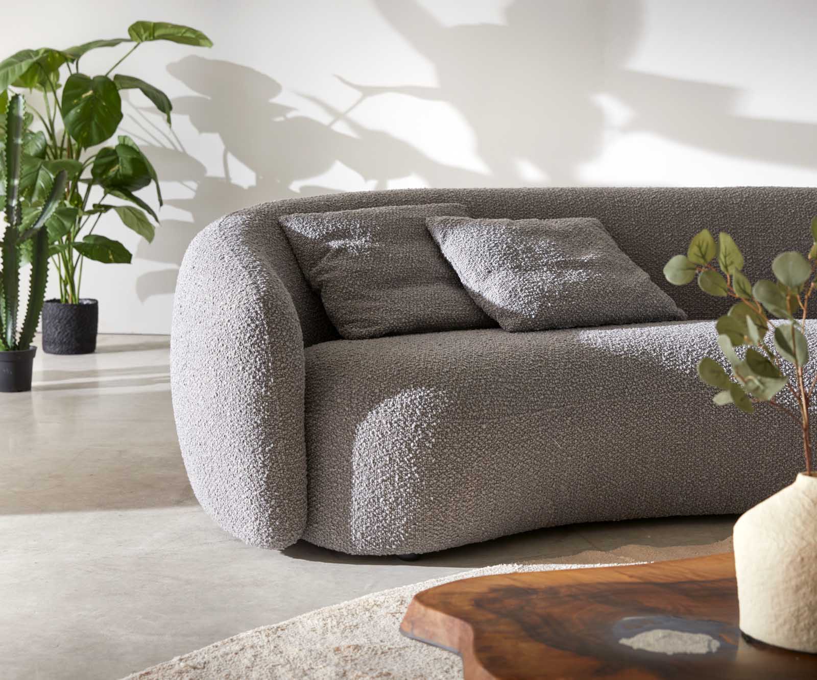 Canapé-3-places Larna 260x120 cm Bouclé gris argenté 4