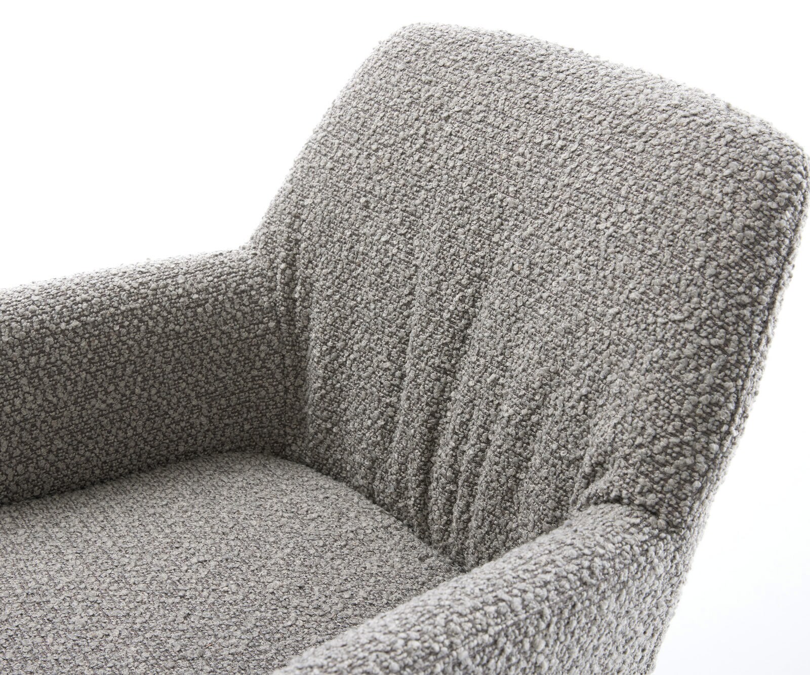 Chaise-pivotante Xana-Flex avec accoudoirs bouclé gris argenté pied de chaise 4 branches noir pivotement sur 360° ressorts ensachés 4
