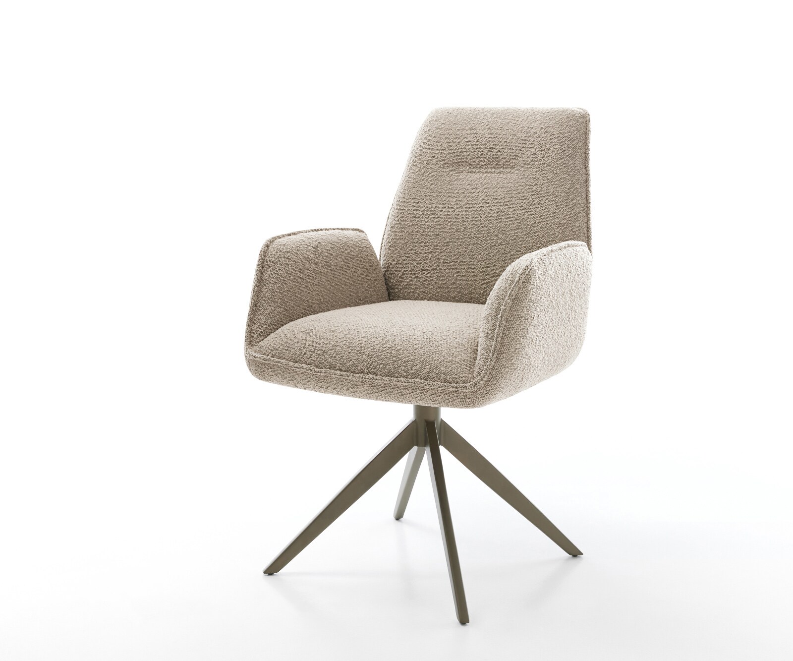 Drehstuhl Zoa-Flex Bouclé Schlamm Kreuzgestell breit Effektfinish Titan 360° drehbar Wippfunktion Taschenfederkern