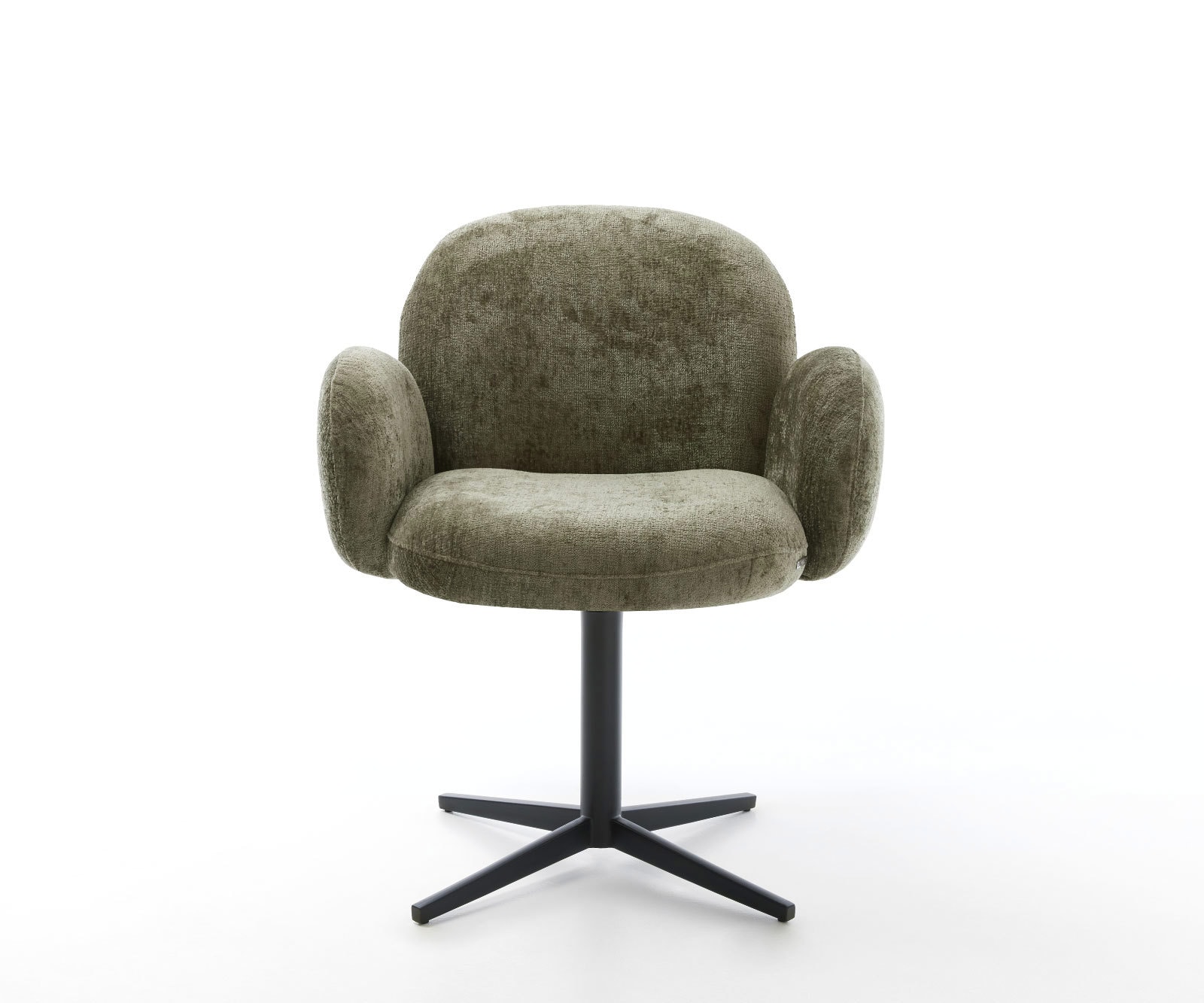 Chaise-pivotante Nube-Flex avec accoudoirs chenille olive pied de chaise 4 branches noir pivotement sur 360° ressorts ensachés 2
