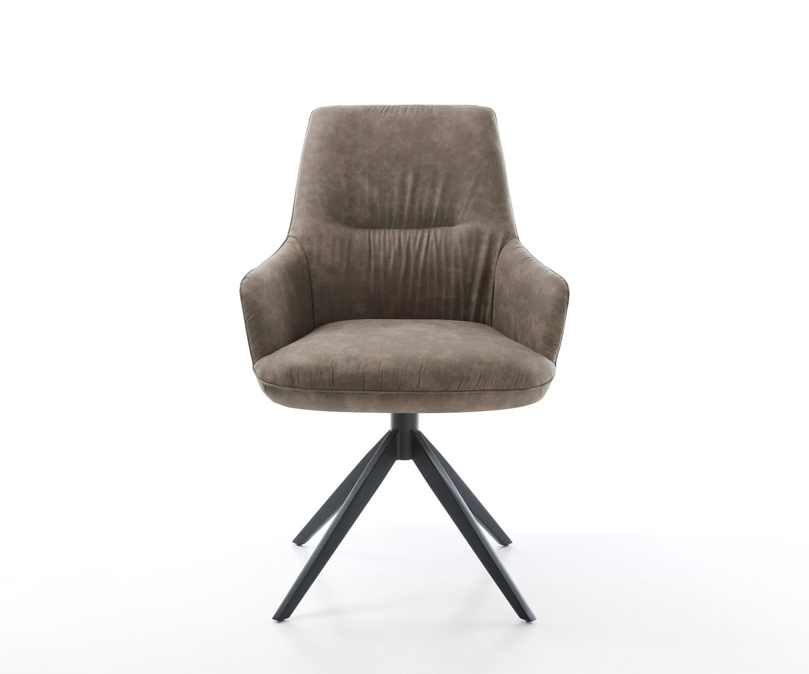 Chaise-pivotante Zelia-Flex microvelours taupe vintage pied croisé large noir pivotement sur 360° fonction bascule ressorts ensachés 1