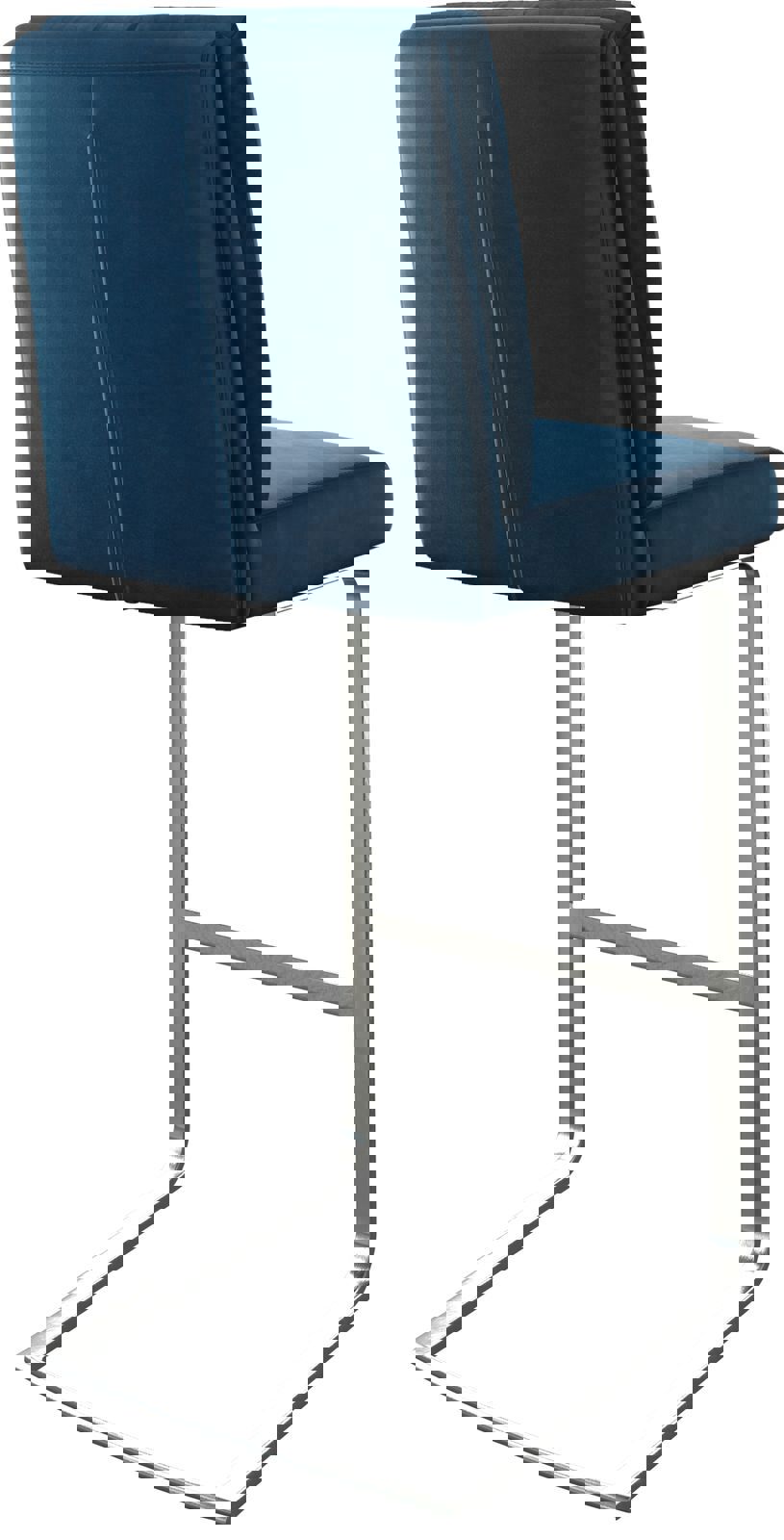 Barstuhl Pela-Flex Samt Blau Freischwinger flach Edelstahl 5