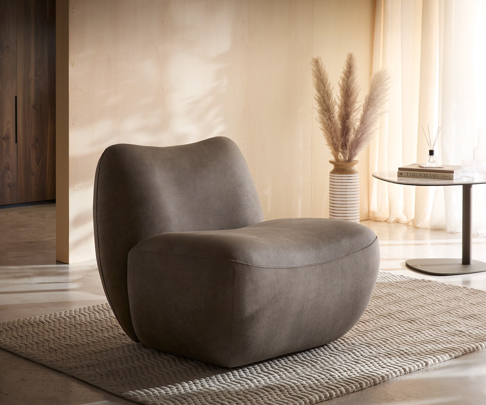Fauteuil-lounge Zena 75 x 85 cm taupe vintage