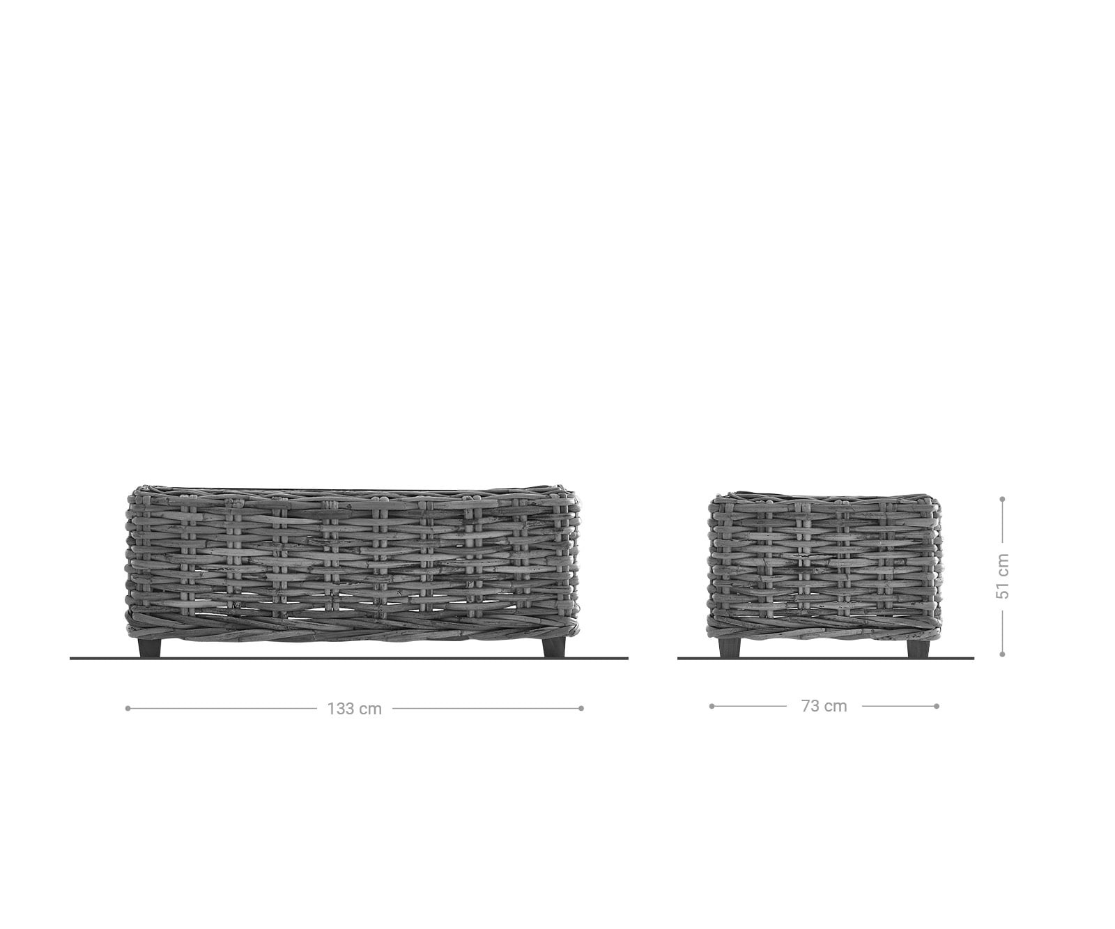 Loungetisch Nizza 133x73 cm Rattan white washed Glasplatte 5 Loungetisch Nizza 133x73 cm Rattan white washed Glasplatte 5