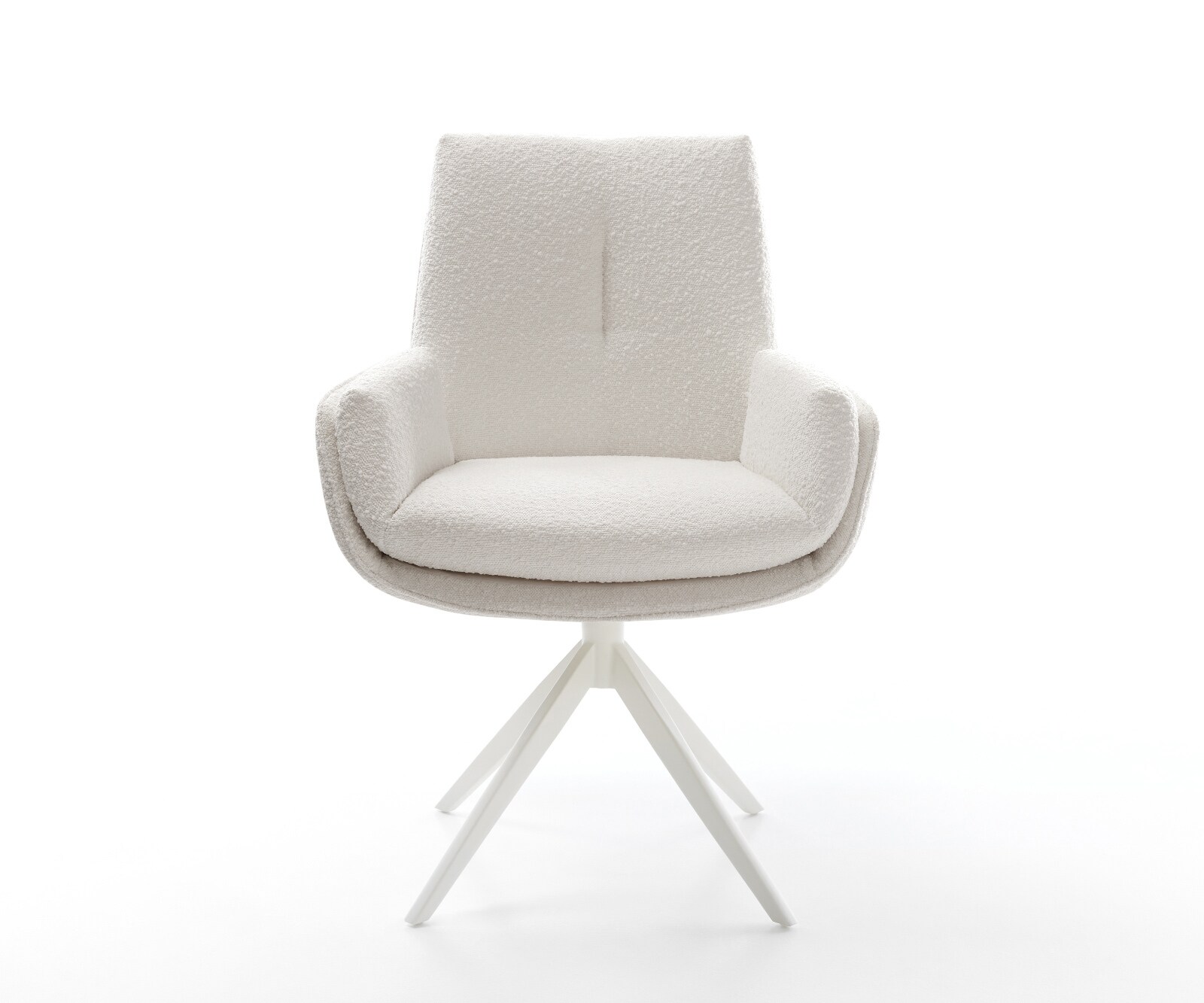 Drehstuhl Clea-Flex Bouclé Creme-Weiß Kreuzgestell breit Weiß 360° drehbar Wippfunktion 1