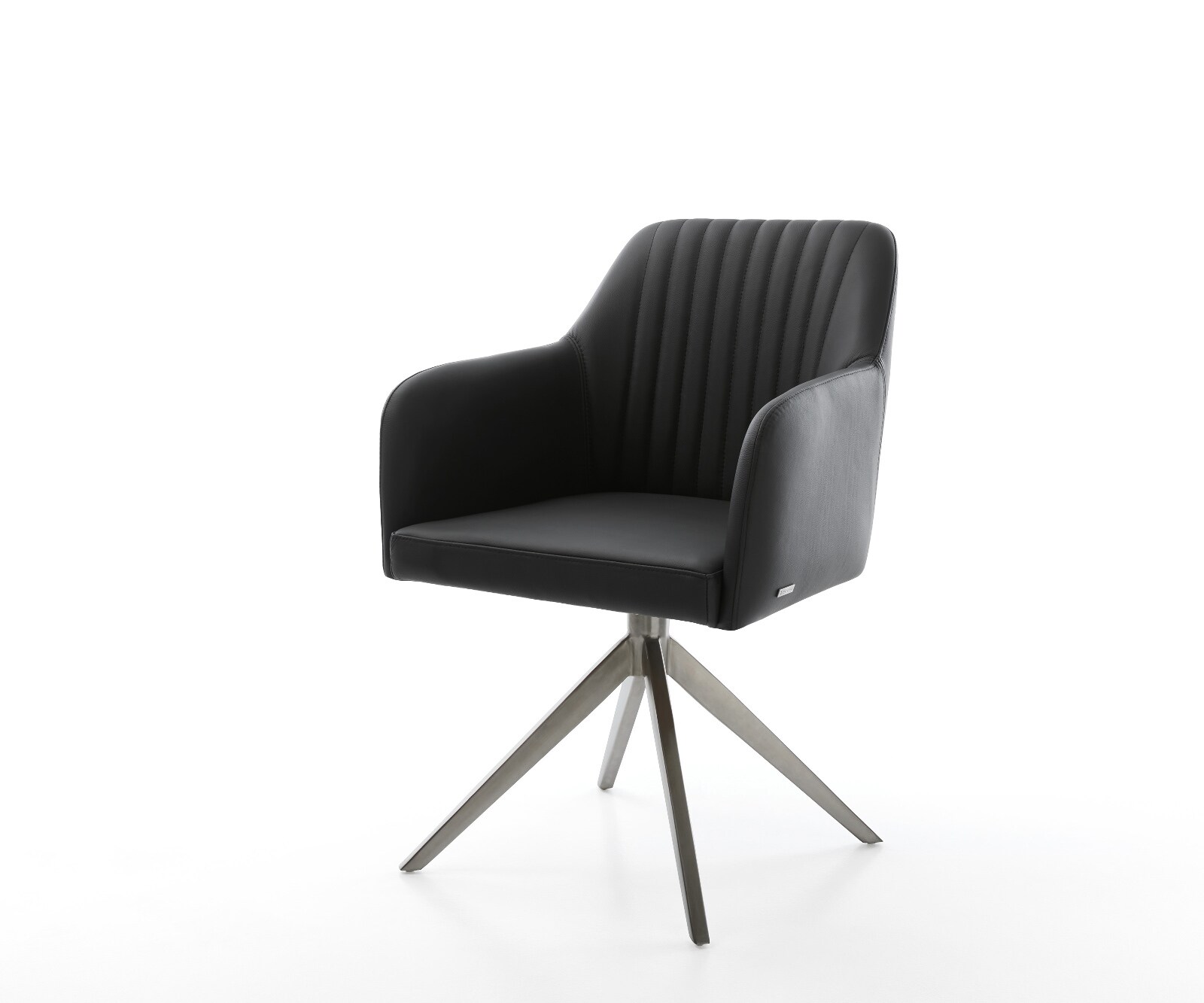 Chaise-pivotante Greg-Flex cuir de vache noir pied croisé large grafiete pivotement sur 360° fonction bascule ressorts ensachés