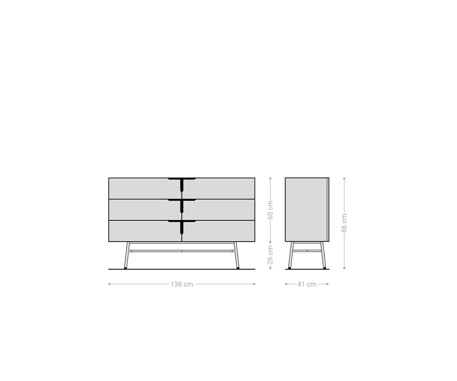 Sideboard Mikkusu 140 cm Bambus Natur Mango Schwarz 6 Schubladen Metall Schwarz 7