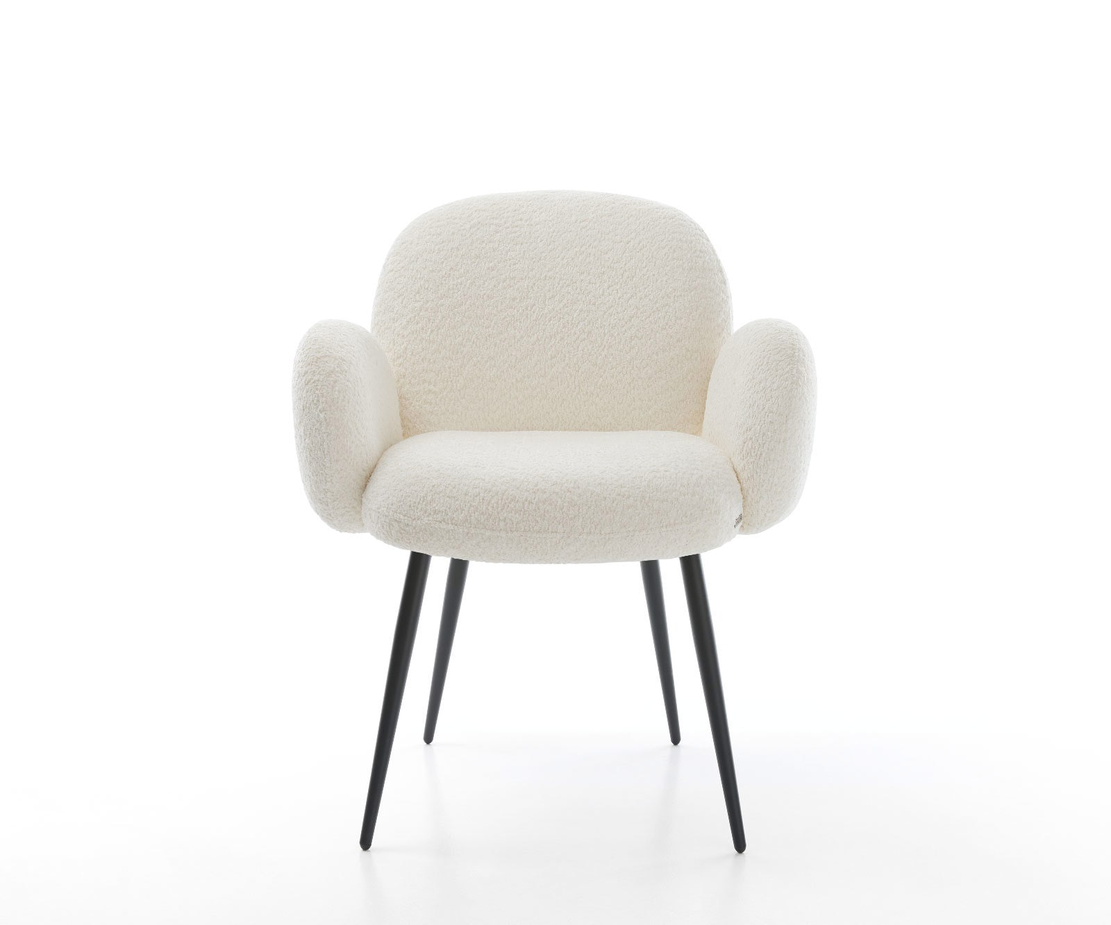Esszimmerstuhl Nube-Flex mit Armlehnen Bouclé Weiß 4-Fuß konisch Schwarz Taschenfederkern 1 Esszimmerstuhl Nube-Flex mit Armlehnen Bouclé Weiß 4-Fuß konisch Schwarz Taschenfederkern 1