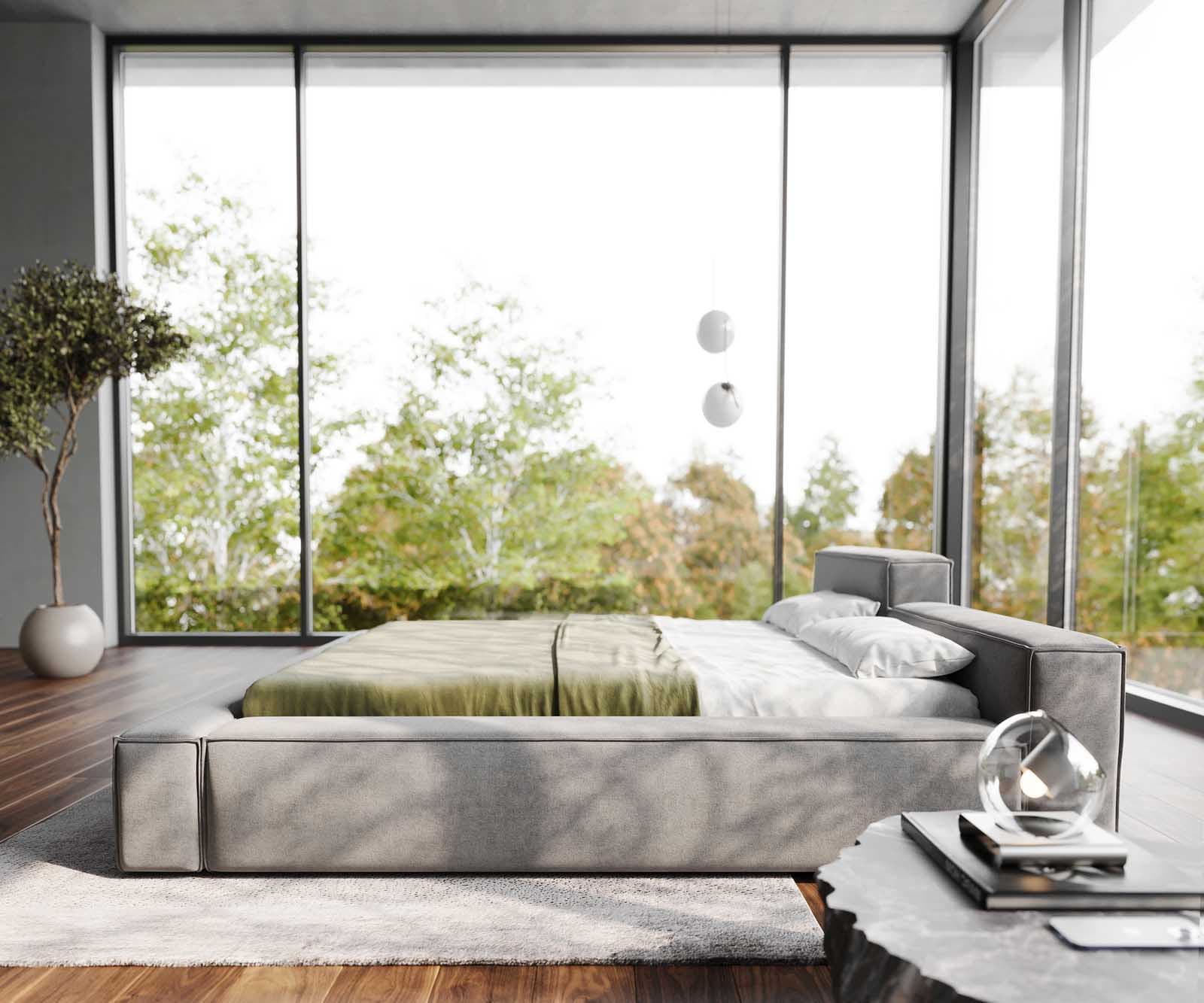 Polsterbettgestell Kalinea 180x200 cm Mikrofaser Grau 3 Polsterbettgestell Kalinea 180x200 cm Mikrofaser Grau 3