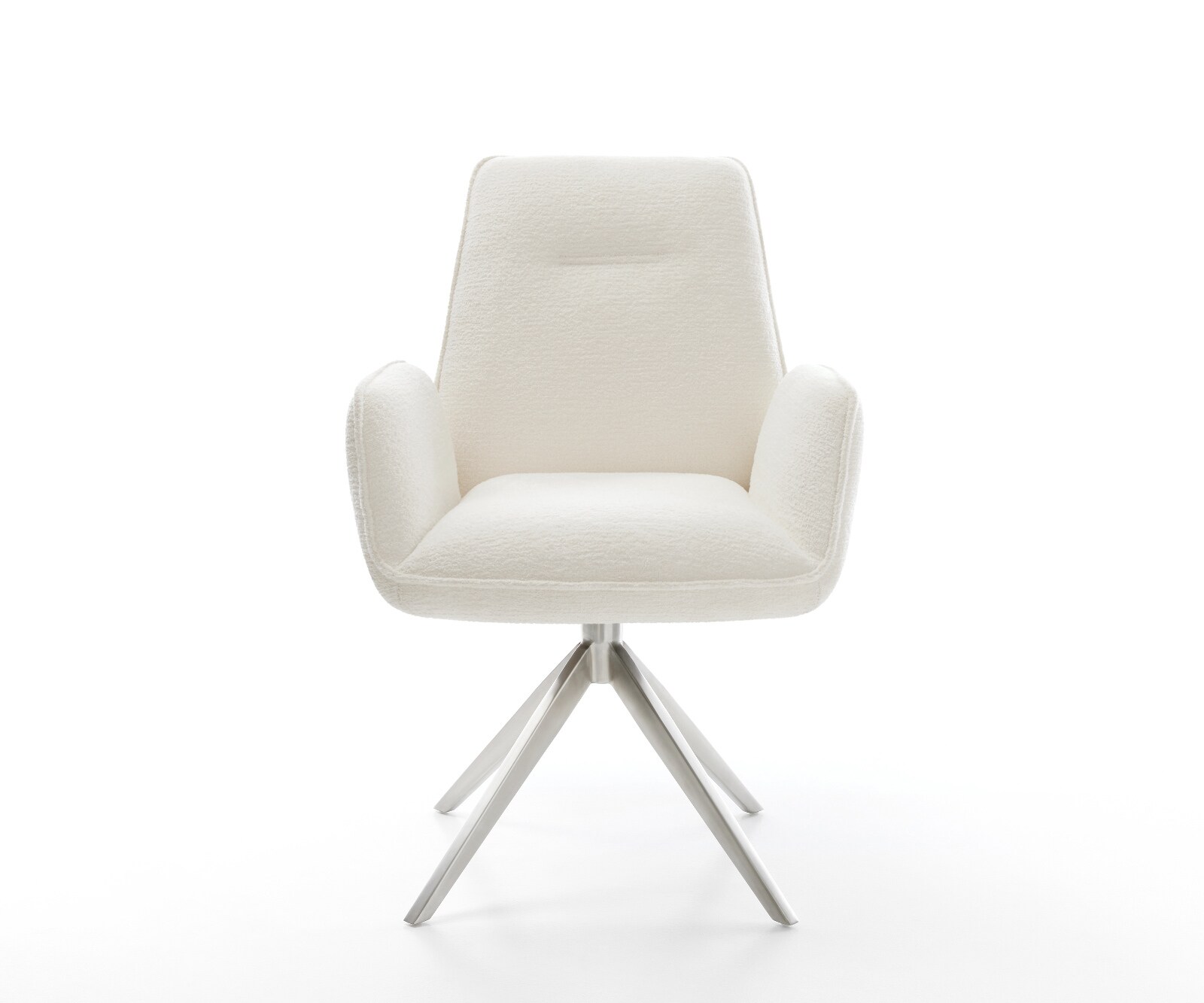 Drehstuhl Zoa-Flex Bouclé Soft Beige Kreuzgestell breit Edelstahl 360° drehbar Wippfunktion Taschenfederkern 2