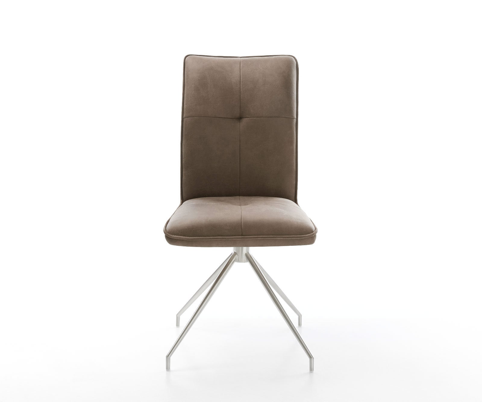 Esszimmerstuhl Maddy-Flex Mikrofaser Taupe Vintage Kreuzgestell konisch Edelstahl 1 Esszimmerstuhl Maddy-Flex Mikrofaser Taupe Vintage Kreuzgestell konisch Edelstahl 1