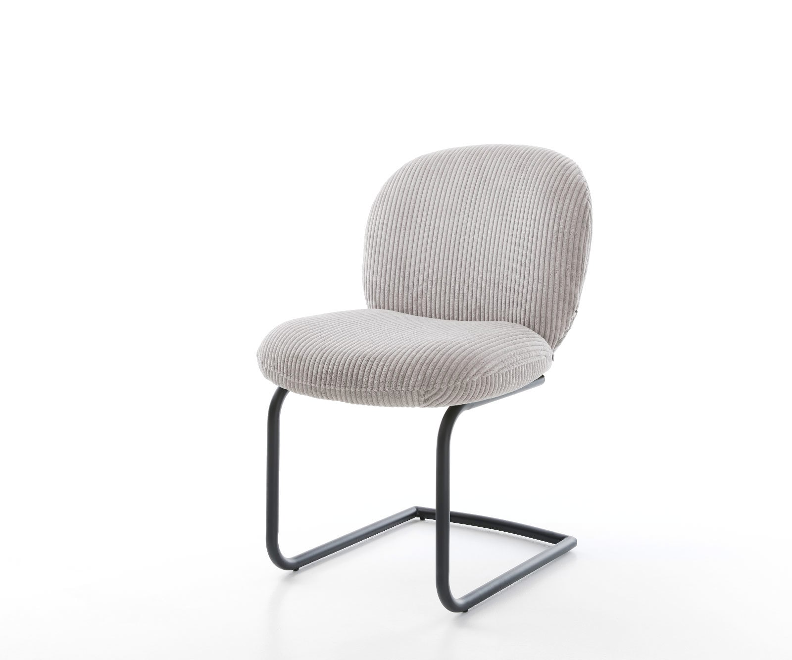 Cantilever Nube-Flex côtelé gris argenté pied cantilever rond noir ressorts ensachés Cantilever Nube-Flex côtelé gris argenté pied cantilever rond noir ressorts ensachés