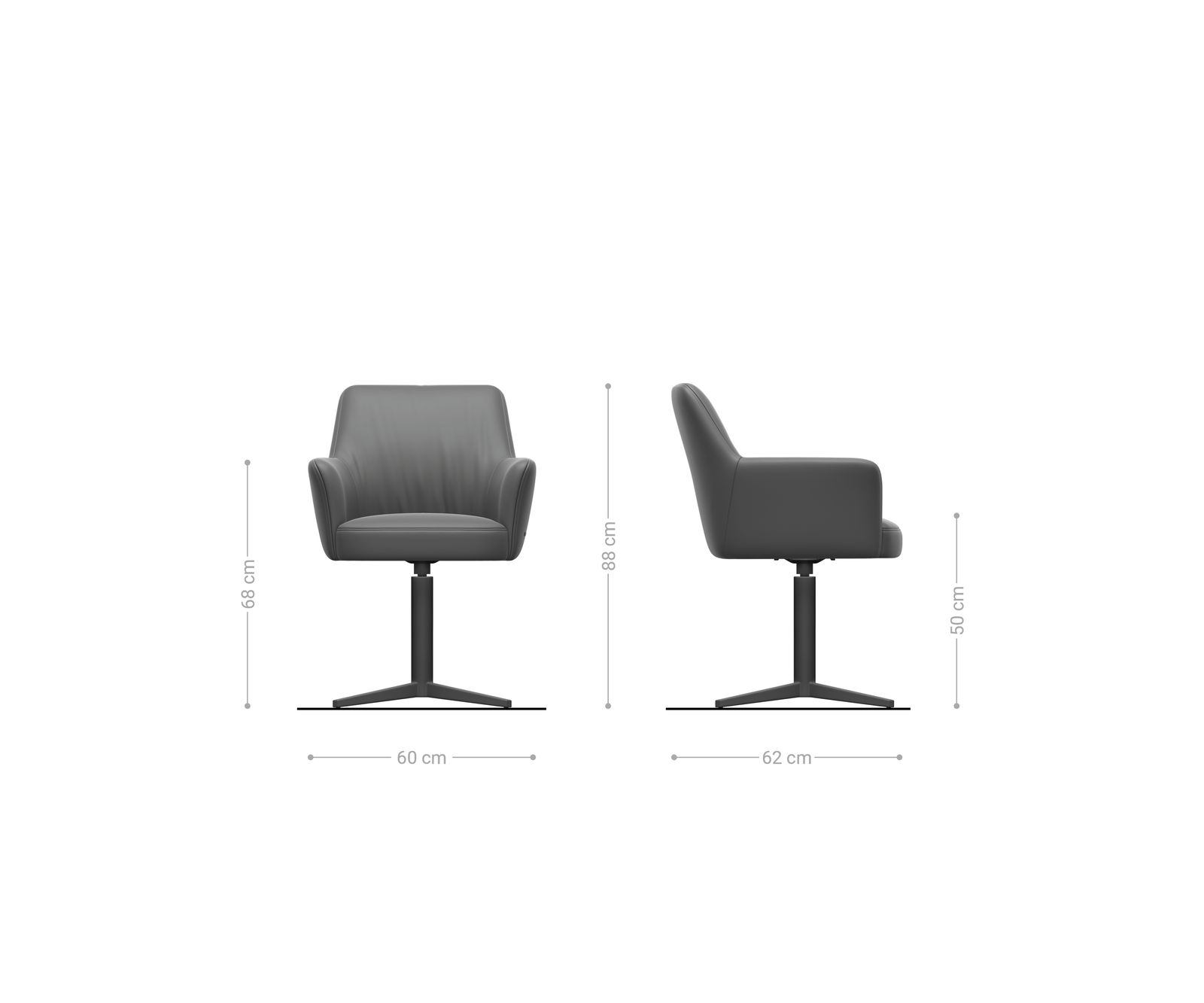Drehstuhl Xana-Flex mit Armlehnen Echt-Leder Schwarz Fußkreuz Effektfinish Titan 360° drehbar Taschenfederkern 6
