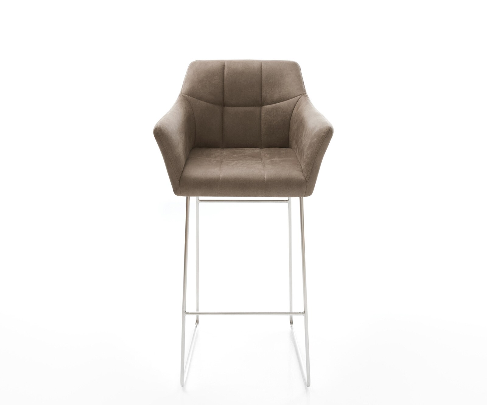 Chaise-de-bar Yulo-Flex vintage taupe cadre patin acier inoxydable 2