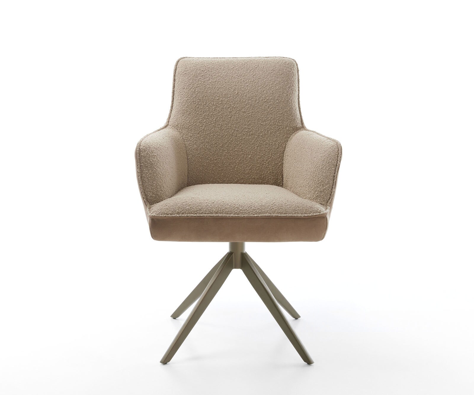 Drehstuhl Heira-Flex mit Armlehnen Materialmix Schlamm Kreuzgestell breit Effektfinish Titan 360° drehbar Wippfunktion Taschenfederkern 1