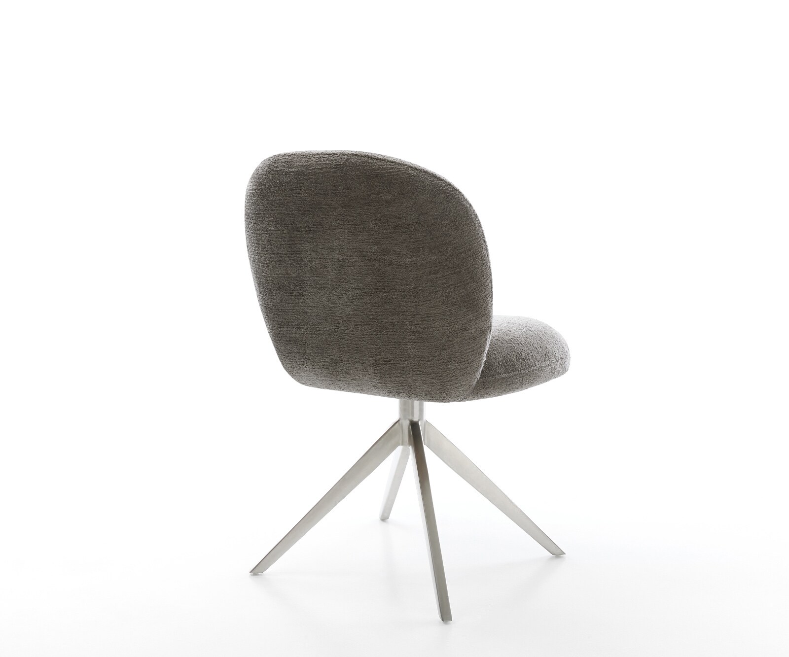 Chaise-pivotante Nube-Flex bouclé doux couleur boue pied croisé large acier inoxydable pivotement sur 360° fonction bascule resorts ensachés 4