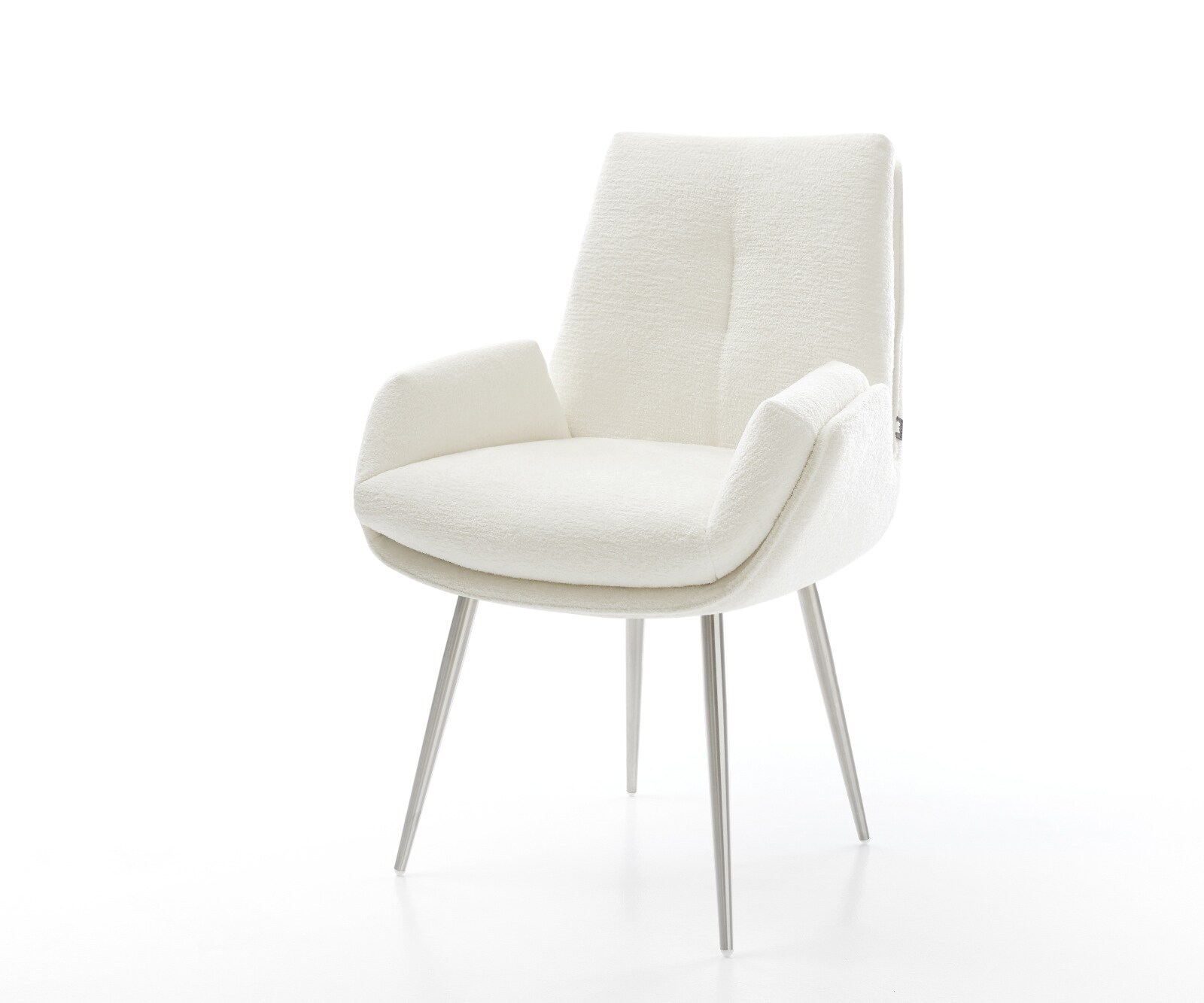 Esszimmerstuhl Clea-Flex Bouclé Soft Beige 4-Fuß konisch Edelstahl 1