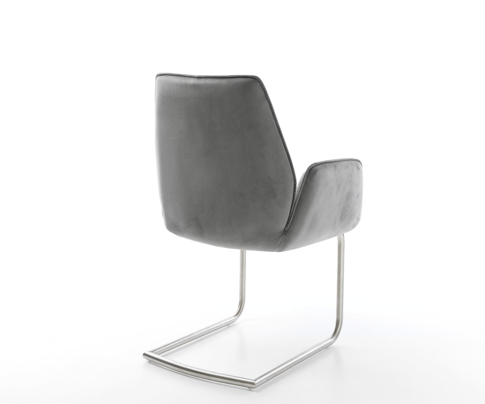 Cantilever Zoa-Flex velours gris pied cantilever rond acier inoxydable brossé ressorts ensachés 5