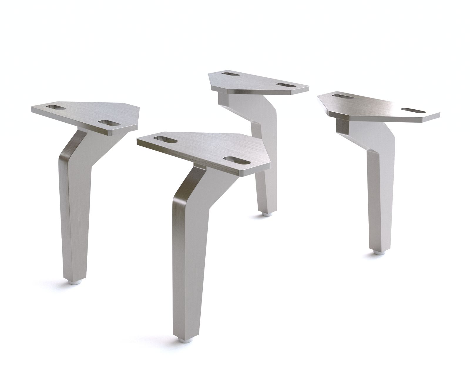 Pied-d'angle 15 cm acier inoxydable brossé pour tous types de meubles (set de 4)