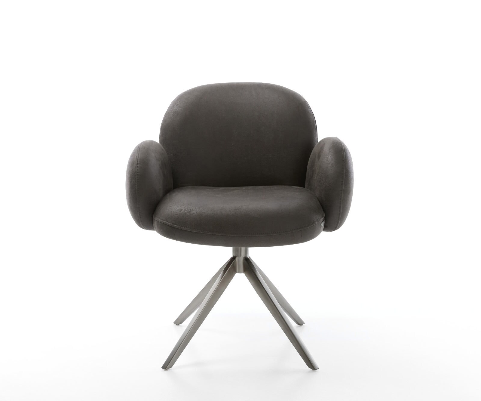 Drehstuhl Nube-Flex mit Armlehnen Mikrofaser Anthrazit Vintage Kreuzgestell breit Graphit 360° drehbar Wippfunktion Taschenfederkern 1