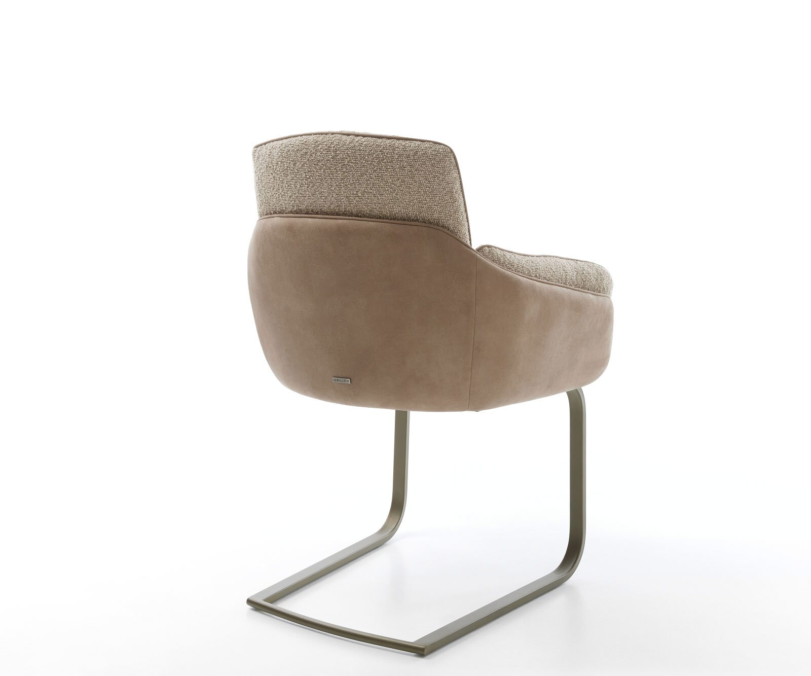 Cantilever Luan-Flex avec accoudoirs tissu mixte couleur boue pied cantilever plat aspect titane 4