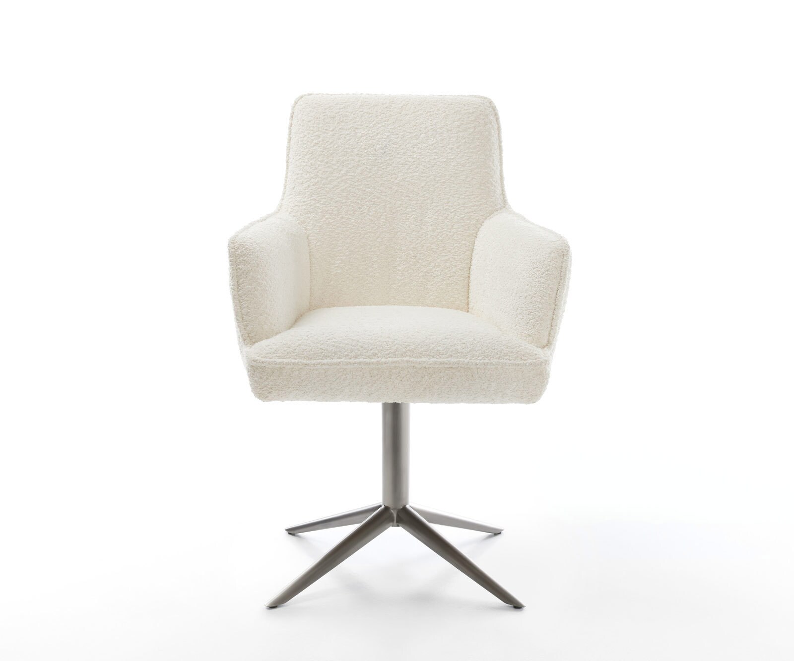 Chaise-pivotante Heira-Flex mit Armlehnen bouclé blanc pied de chaise 4 branches grafiete pivotement sur 360° fonction bascule ressorts ensachés 1