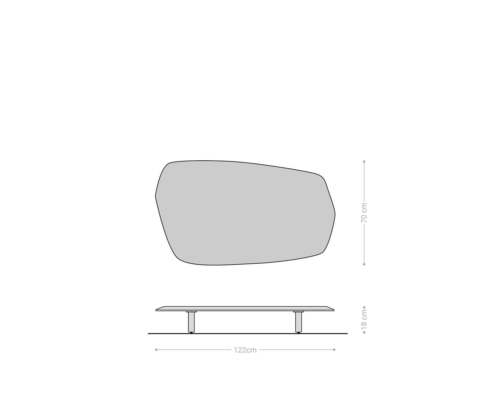 Table-basse Nagaru 120 x 70 cm acacia Aura pieds en L acier inoxydable 5