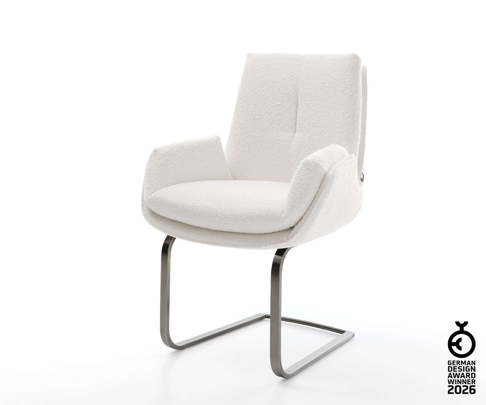 Cantilever Clea-Flex bouclé crème-blanc pied cantilever plat grafiete