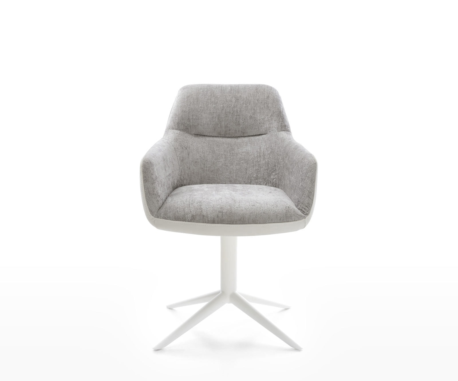 Chaise-pivotante Pejo-Flex tissu mixte cuir de vache blanc-gris argenté pied de chaise 4 branches blanc pivotement sur 360° fonction bascule ressorts ensachés 1 Chaise-pivotante Pejo-Flex tissu mixte cuir de vache blanc-gris argenté pied de chaise 4 branches blanc pivotement sur 360° fonction bascule ressorts ensachés 1