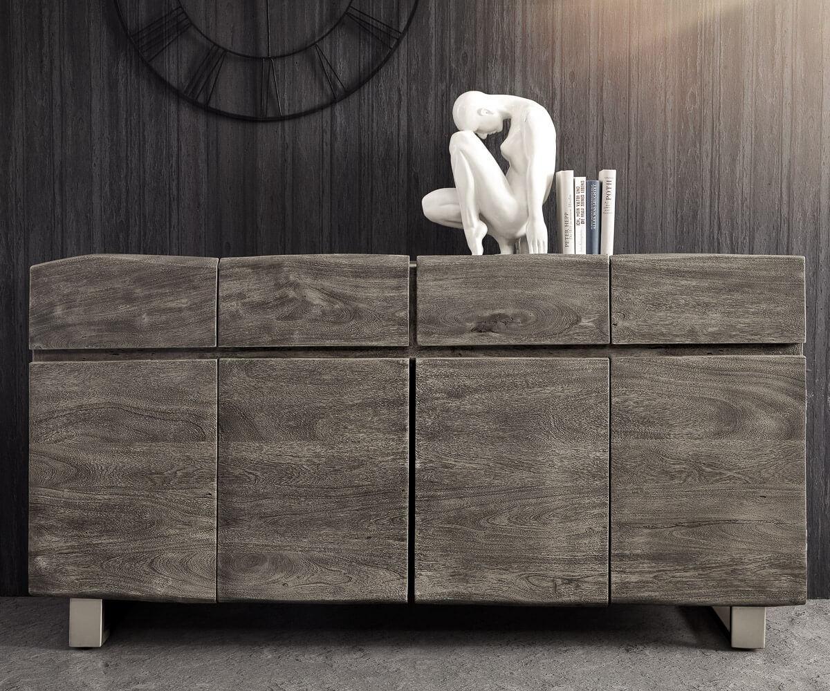 Sideboard Live-Edge 172 cm Akazie Platin 4 Türen 4 Schübe 2 Sideboard Live-Edge 172 cm Akazie Platin 4 Türen 4 Schübe 2