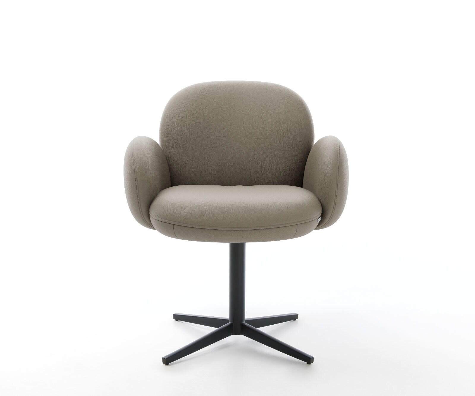 Drehstuhl Nube-Flex mit Armlehnen Echt-Leder Schlamm Fußkreuz Schwarz 360° drehbar Taschenfederkern 2