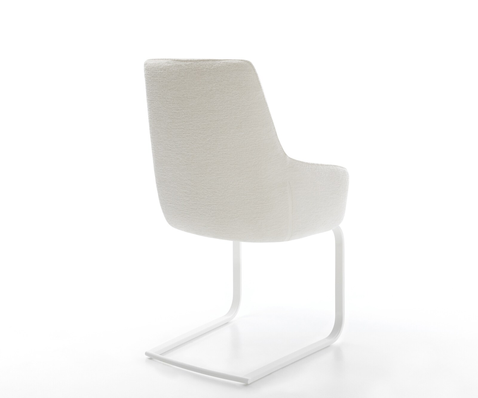 Cantilever Zelia-Flex avec accoudoirs bouclé doux beige pied cantilever plat blanc ressorts ensachés 5