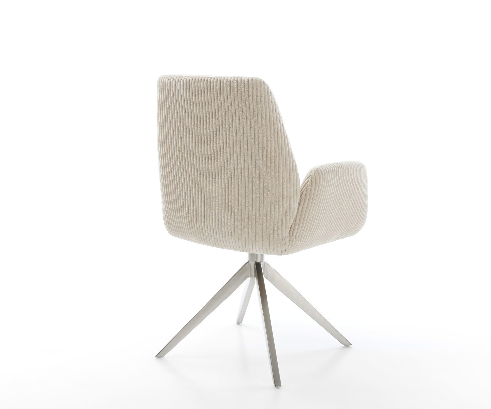 Chaise-pivotante Zoa-Flex côtelé beige pied croisé large acier inoxydable brossé pivotement sur 360° fonction bascule ressorts ensachés 4