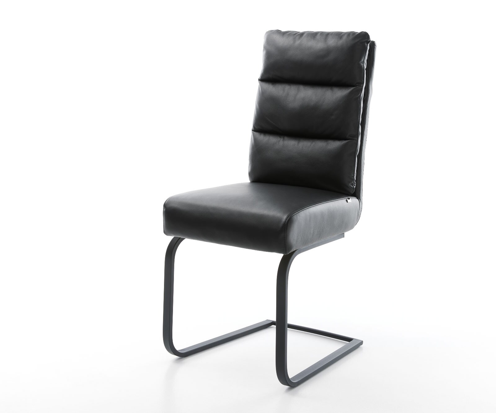 Schwingstuhl Pela-Flex Echt-Leder Schwarz Freischwinger flach Schwarz  Taschenfederkern